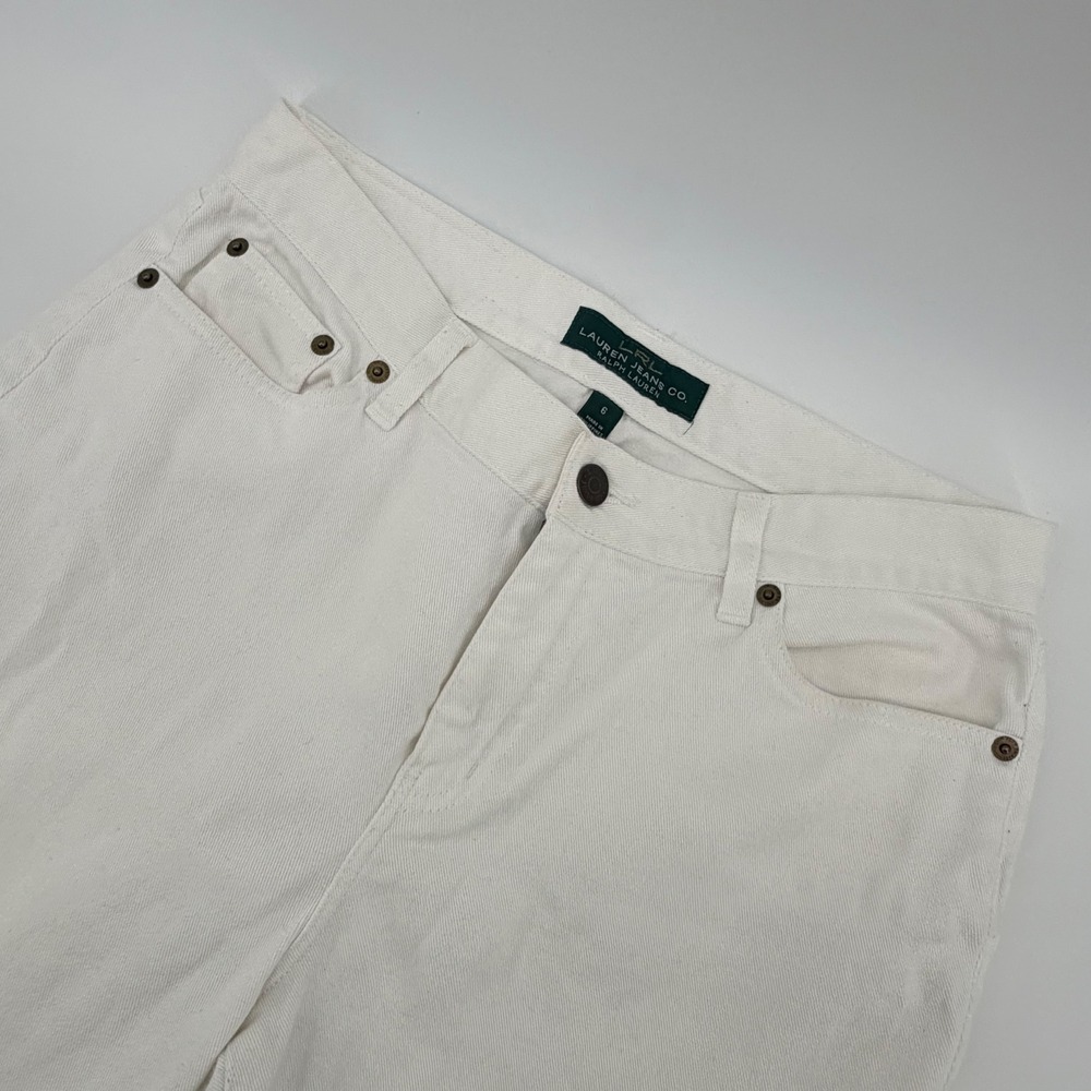 Lauren Ralph Lauren Jeans Co‎ White Straight Leg Jeans 6 White Stretch Womens